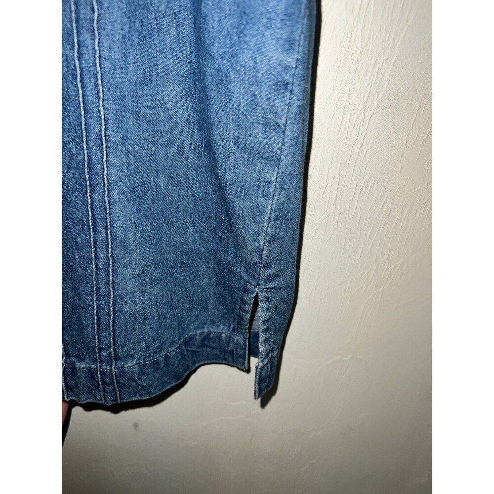 Tantrums Blues Shirt Womens Large Button Front Denim Embroidered Floral boho y2k - Picture 5 of 7